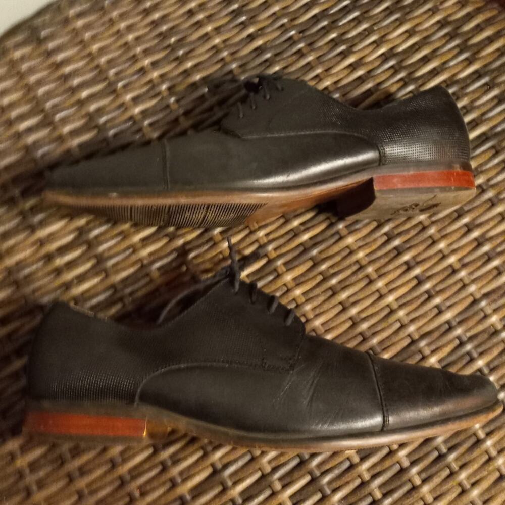 Florsheim Cap Toe Oxford Black Leather Dress Shoes Mens 8 Flexsole Lace Up